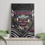 Manly Warringah Sea Eagles Canvas Wall Art The Scream of Lightning Eyes - Indigenous Dot Ripping Effect
