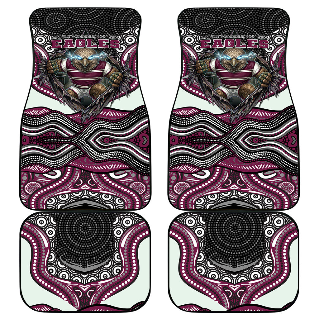 Manly Warringah Sea Eagles Car Mats The Scream of Lightning Eyes - Indigenous Dot Ripping Effect