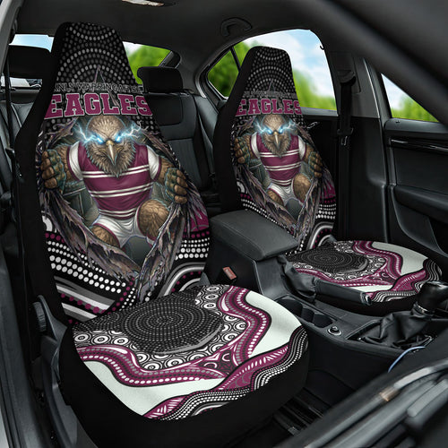 Manly Warringah Sea Eagles Car Seat Cover The Scream of Lightning Eyes - Indigenous Dot Ripping Effect
