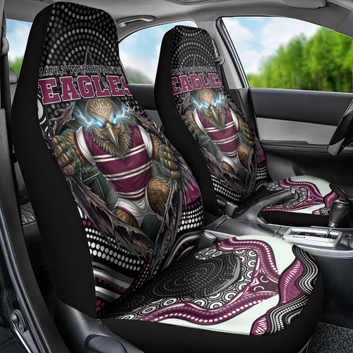 Manly Warringah Sea Eagles Car Seat Cover The Scream of Lightning Eyes - Indigenous Dot Ripping Effect