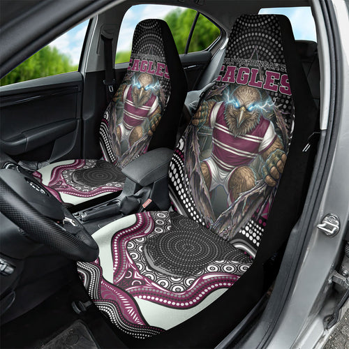 Manly Warringah Sea Eagles Car Seat Cover The Scream of Lightning Eyes - Indigenous Dot Ripping Effect