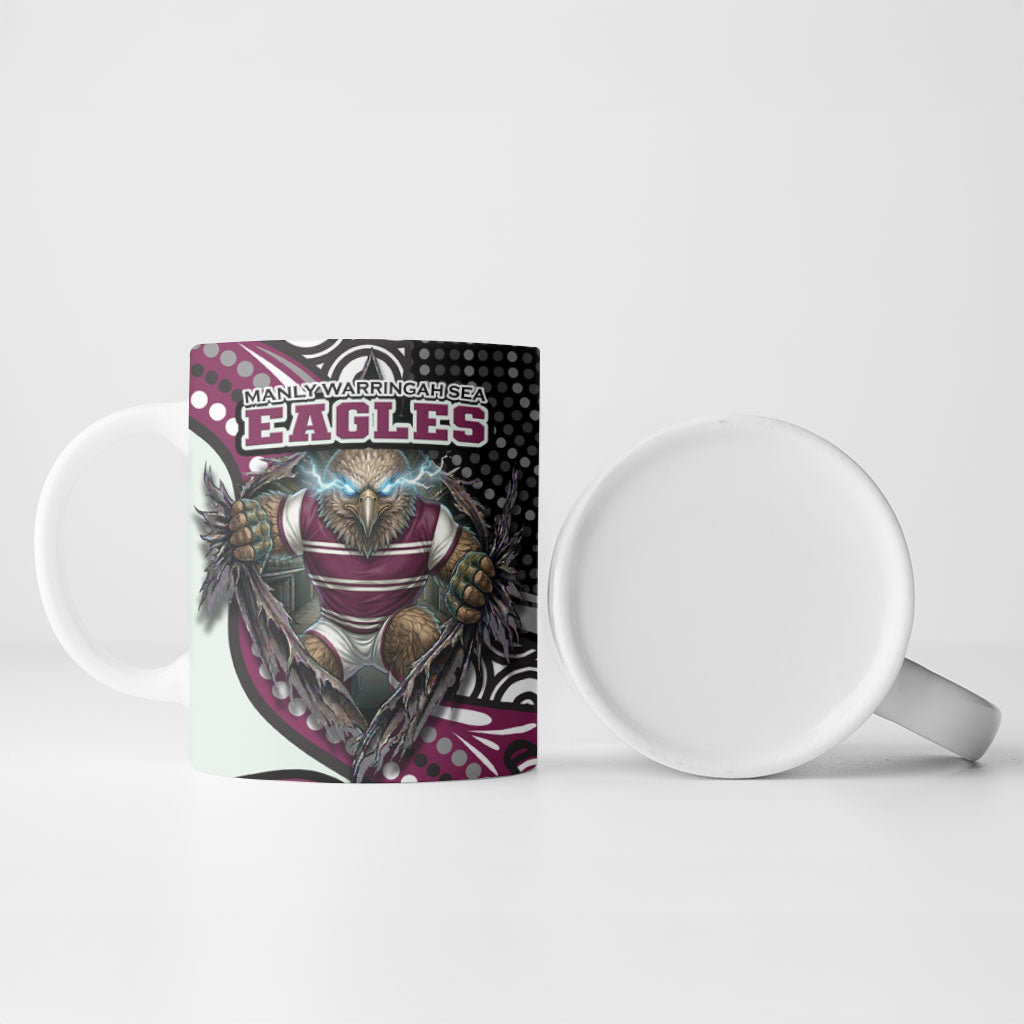 Manly Warringah Sea Eagles Ceramic Mug The Scream of Lightning Eyes - Indigenous Dot Ripping Effect