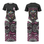 Manly Warringah Sea Eagles Couples Matching Short Sleeve Bodycon Dress and Long Sleeve Button Shirt The Scream of Lightning Eyes - Indigenous Dot Ripping Effect