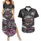 Manly Warringah Sea Eagles Couples Matching Summer Maxi Dress and Hawaiian Shirt The Scream of Lightning Eyes - Indigenous Dot Ripping Effect