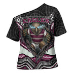 Manly Warringah Sea Eagles Cross Shoulder Shirt The Scream of Lightning Eyes - Indigenous Dot Ripping Effect