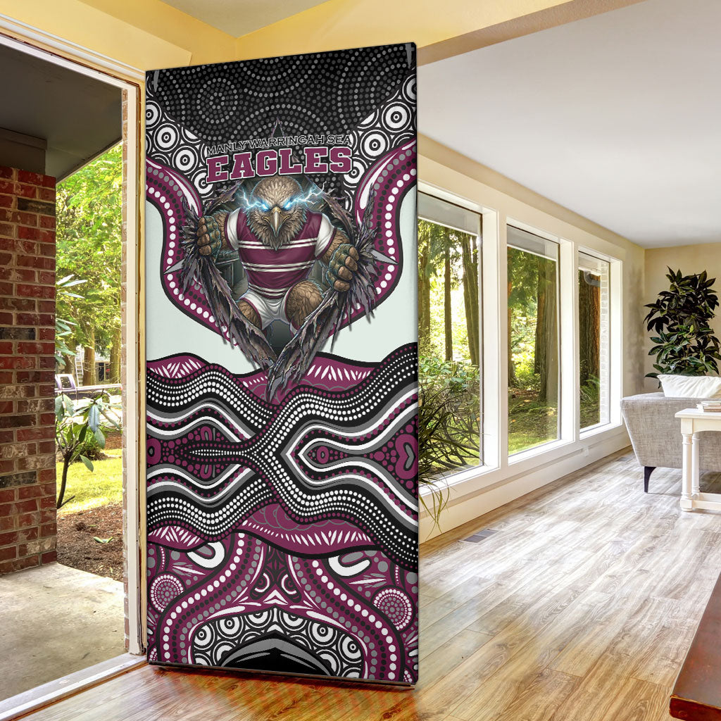 Manly Warringah Sea Eagles Door Cover The Scream of Lightning Eyes - Indigenous Dot Ripping Effect