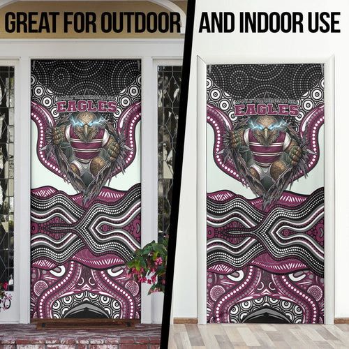 Manly Warringah Sea Eagles Door Cover The Scream of Lightning Eyes - Indigenous Dot Ripping Effect