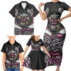 Manly Warringah Sea Eagles Family Matching Short Sleeve Bodycon Dress and Hawaiian Shirt The Scream of Lightning Eyes - Indigenous Dot Ripping Effect