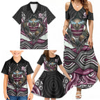 Manly Warringah Sea Eagles Family Matching Summer Maxi Dress and Hawaiian Shirt The Scream of Lightning Eyes - Indigenous Dot Ripping Effect