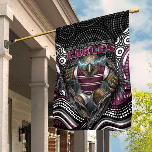 Manly Warringah Sea Eagles Garden Flag The Scream of Lightning Eyes - Indigenous Dot Ripping Effect
