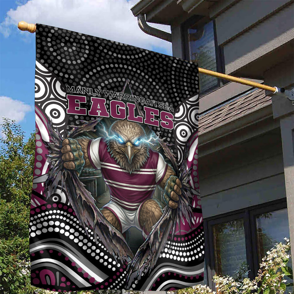 Manly Warringah Sea Eagles Garden Flag The Scream of Lightning Eyes - Indigenous Dot Ripping Effect