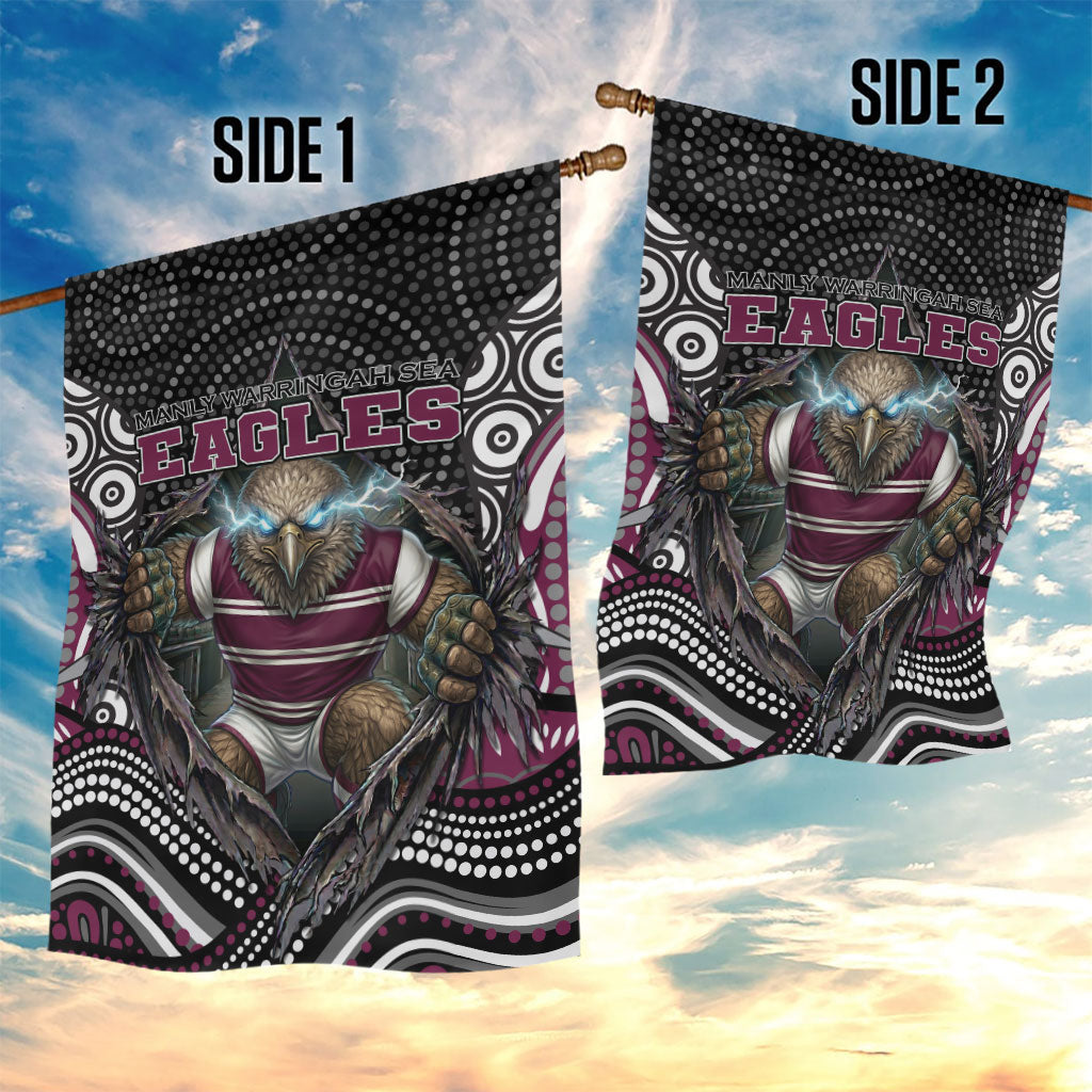 Manly Warringah Sea Eagles Garden Flag The Scream of Lightning Eyes - Indigenous Dot Ripping Effect