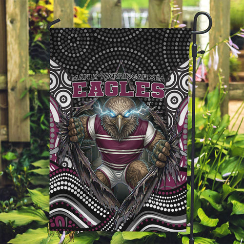 Manly Warringah Sea Eagles Garden Flag The Scream of Lightning Eyes - Indigenous Dot Ripping Effect