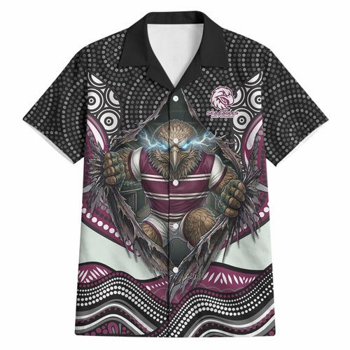 Manly Warringah Sea Eagles Hawaiian Shirt The Scream of Lightning Eyes - Indigenous Dot Ripping Effect
