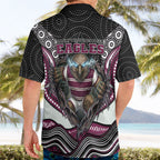 Manly Warringah Sea Eagles Hawaiian Shirt The Scream of Lightning Eyes - Indigenous Dot Ripping Effect