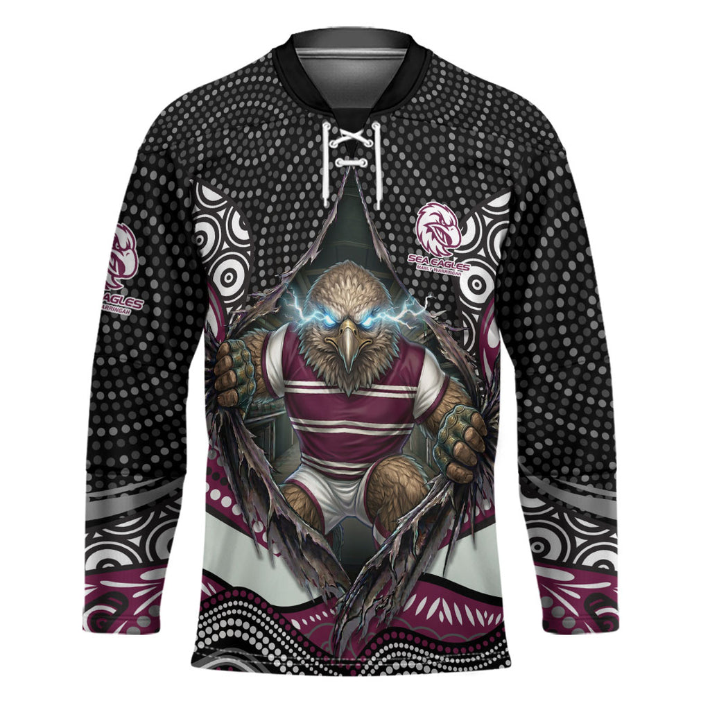 Manly Warringah Sea Eagles Hockey Jersey The Scream of Lightning Eyes - Indigenous Dot Ripping Effect