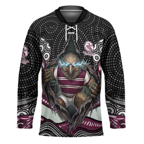 Manly Warringah Sea Eagles Hockey Jersey The Scream of Lightning Eyes - Indigenous Dot Ripping Effect