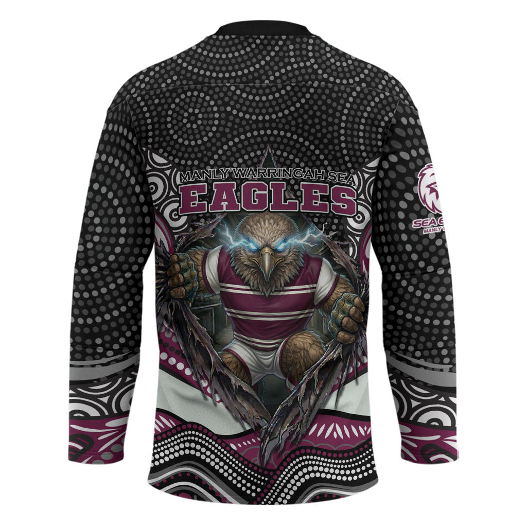 Manly Warringah Sea Eagles Hockey Jersey The Scream of Lightning Eyes - Indigenous Dot Ripping Effect