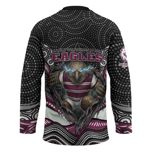 Manly Warringah Sea Eagles Hockey Jersey The Scream of Lightning Eyes - Indigenous Dot Ripping Effect