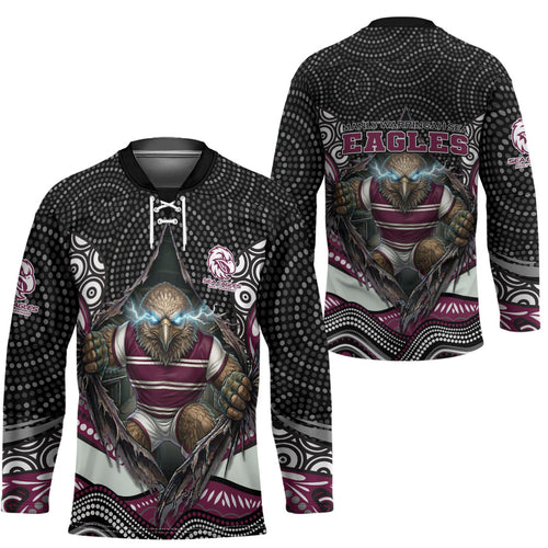 Manly Warringah Sea Eagles Hockey Jersey The Scream of Lightning Eyes - Indigenous Dot Ripping Effect