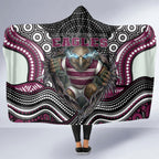Manly Warringah Sea Eagles Hooded Blanket The Scream of Lightning Eyes - Indigenous Dot Ripping Effect