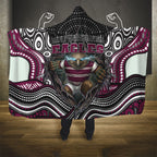 Manly Warringah Sea Eagles Hooded Blanket The Scream of Lightning Eyes - Indigenous Dot Ripping Effect