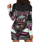 Manly Warringah Sea Eagles Hoodie Dress The Scream of Lightning Eyes - Indigenous Dot Ripping Effect