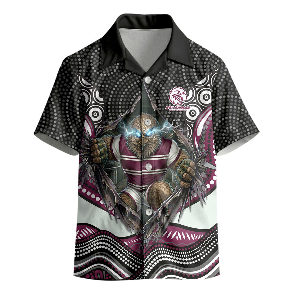 Manly Warringah Sea Eagles Kid Hawaiian Shirt The Scream of Lightning Eyes - Indigenous Dot Ripping Effect