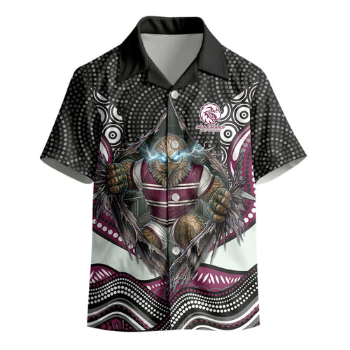 Manly Warringah Sea Eagles Kid Hawaiian Shirt The Scream of Lightning Eyes - Indigenous Dot Ripping Effect