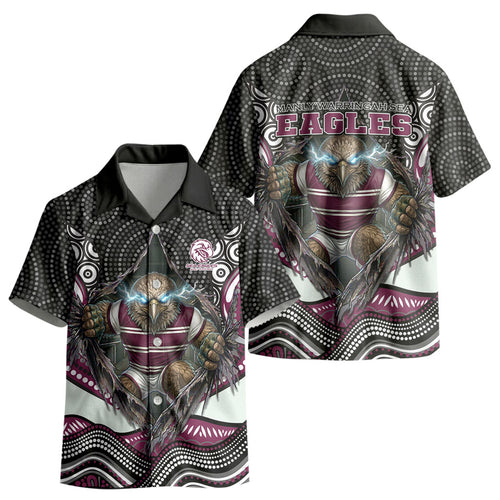 Manly Warringah Sea Eagles Kid Hawaiian Shirt The Scream of Lightning Eyes - Indigenous Dot Ripping Effect