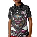 Manly Warringah Sea Eagles Kid Polo Shirt The Scream of Lightning Eyes - Indigenous Dot Ripping Effect