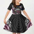 Manly Warringah Sea Eagles Kid Short Sleeve Dress The Scream of Lightning Eyes - Indigenous Dot Ripping Effect