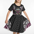 Manly Warringah Sea Eagles Kid Short Sleeve Dress The Scream of Lightning Eyes - Indigenous Dot Ripping Effect