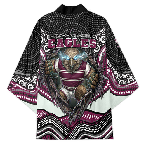 Manly Warringah Sea Eagles Kimono The Scream of Lightning Eyes - Indigenous Dot Ripping Effect
