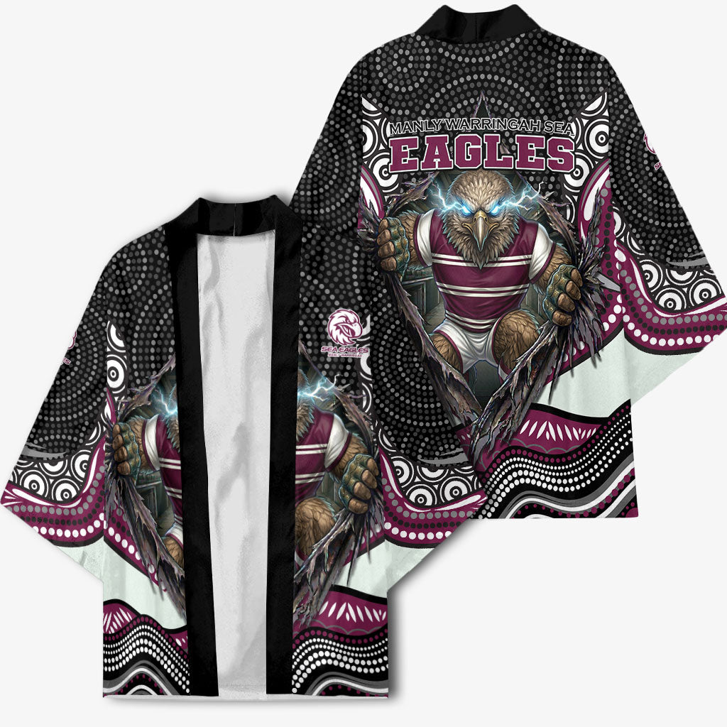 Manly Warringah Sea Eagles Kimono The Scream of Lightning Eyes - Indigenous Dot Ripping Effect
