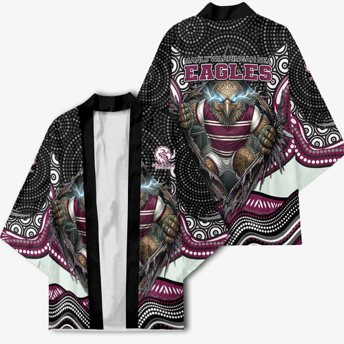 Manly Warringah Sea Eagles Kimono The Scream of Lightning Eyes - Indigenous Dot Ripping Effect