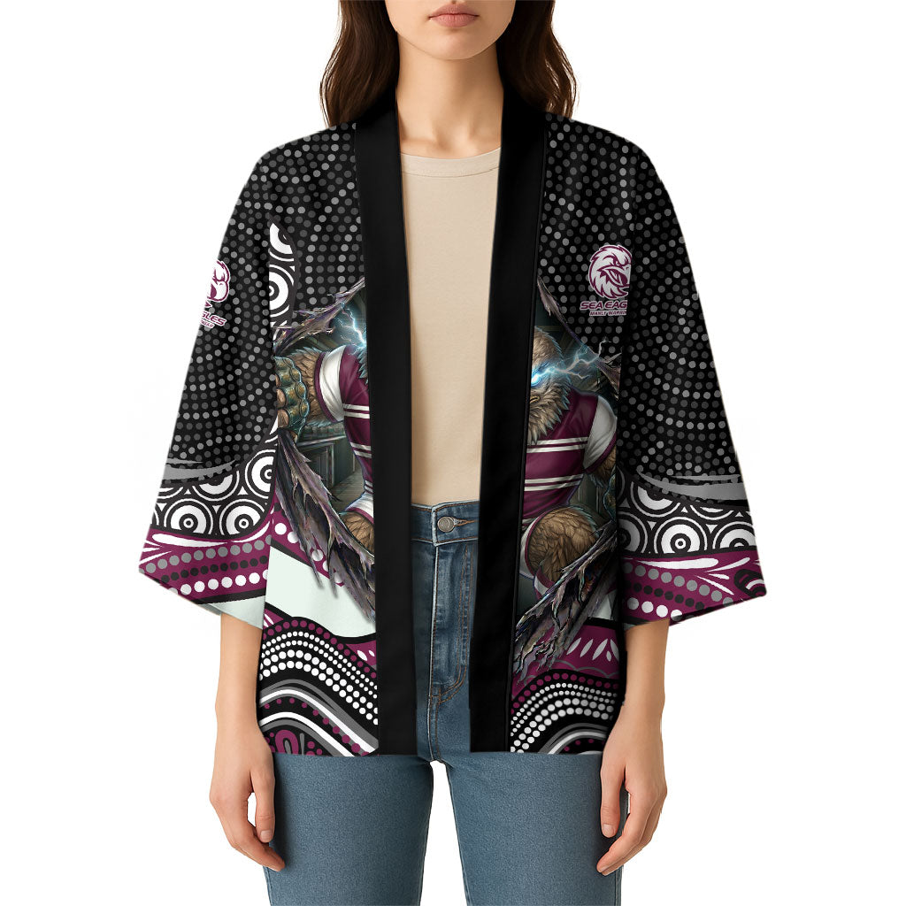 Manly Warringah Sea Eagles Kimono The Scream of Lightning Eyes - Indigenous Dot Ripping Effect