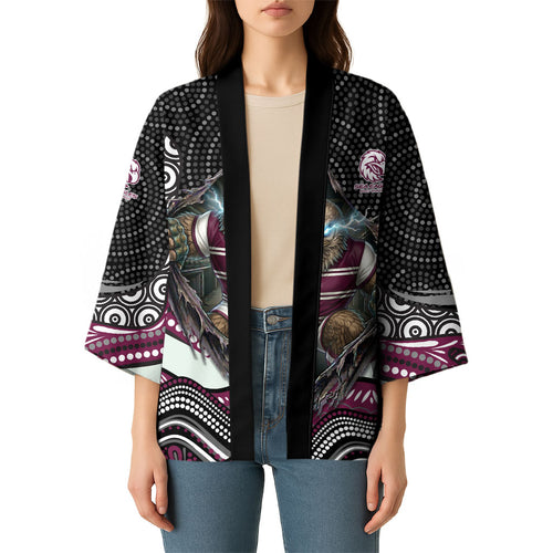 Manly Warringah Sea Eagles Kimono The Scream of Lightning Eyes - Indigenous Dot Ripping Effect