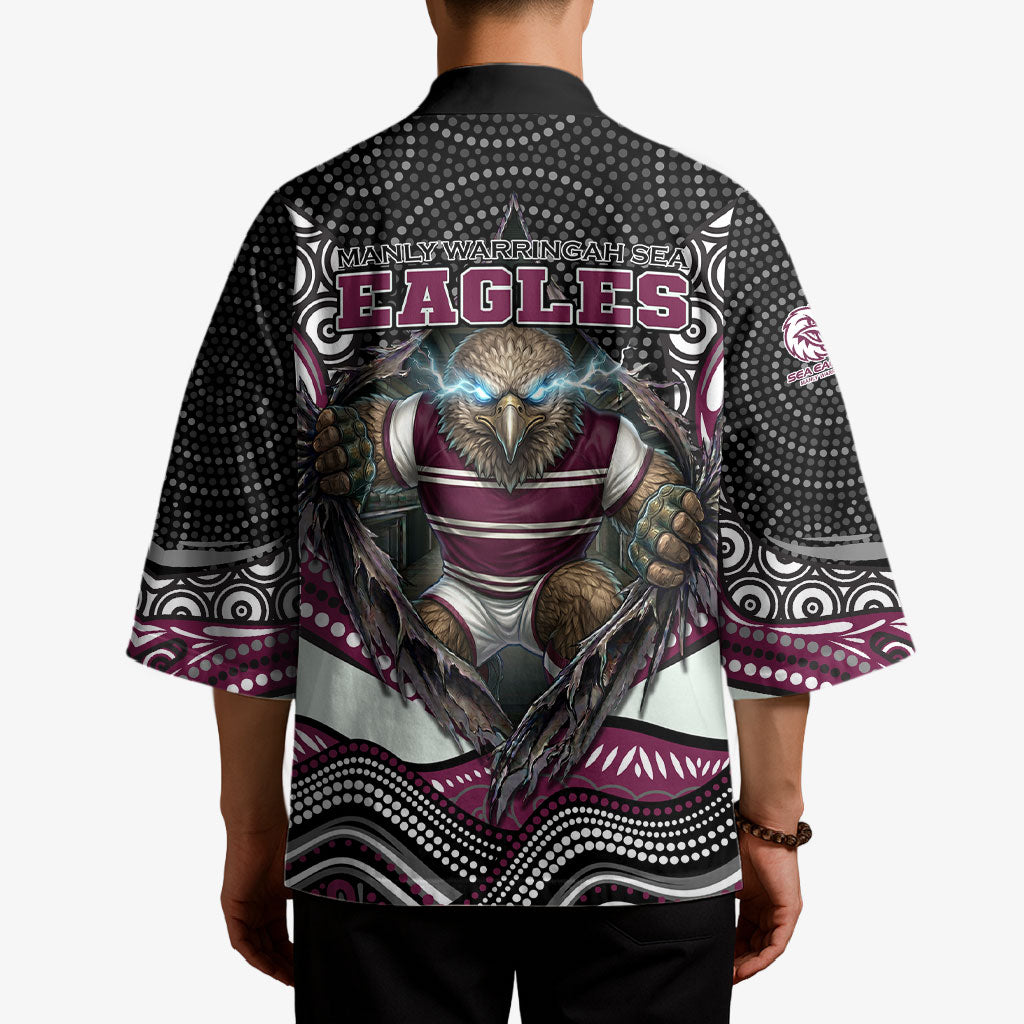 Manly Warringah Sea Eagles Kimono The Scream of Lightning Eyes - Indigenous Dot Ripping Effect