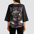 Manly Warringah Sea Eagles Kimono Sleeve Blouse The Scream of Lightning Eyes - Indigenous Dot Ripping Effect