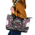 Manly Warringah Sea Eagles Leather Tote Bag The Scream of Lightning Eyes - Indigenous Dot Ripping Effect