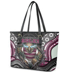 Manly Warringah Sea Eagles Leather Tote Bag The Scream of Lightning Eyes - Indigenous Dot Ripping Effect