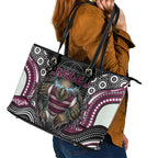 Manly Warringah Sea Eagles Leather Tote Bag The Scream of Lightning Eyes - Indigenous Dot Ripping Effect