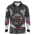 Manly Warringah Sea Eagles Long Sleeve Polo Shirt The Scream of Lightning Eyes - Indigenous Dot Ripping Effect