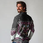 Manly Warringah Sea Eagles Long Sleeve Polo Shirt The Scream of Lightning Eyes - Indigenous Dot Ripping Effect