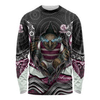 Manly Warringah Sea Eagles Long Sleeve Shirt The Scream of Lightning Eyes - Indigenous Dot Ripping Effect