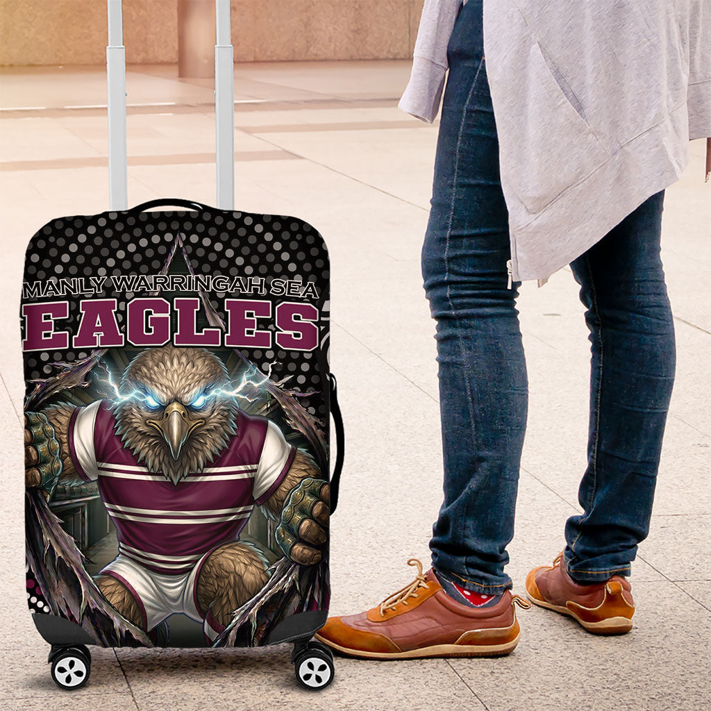 Manly Warringah Sea Eagles Luggage Cover The Scream of Lightning Eyes - Indigenous Dot Ripping Effect