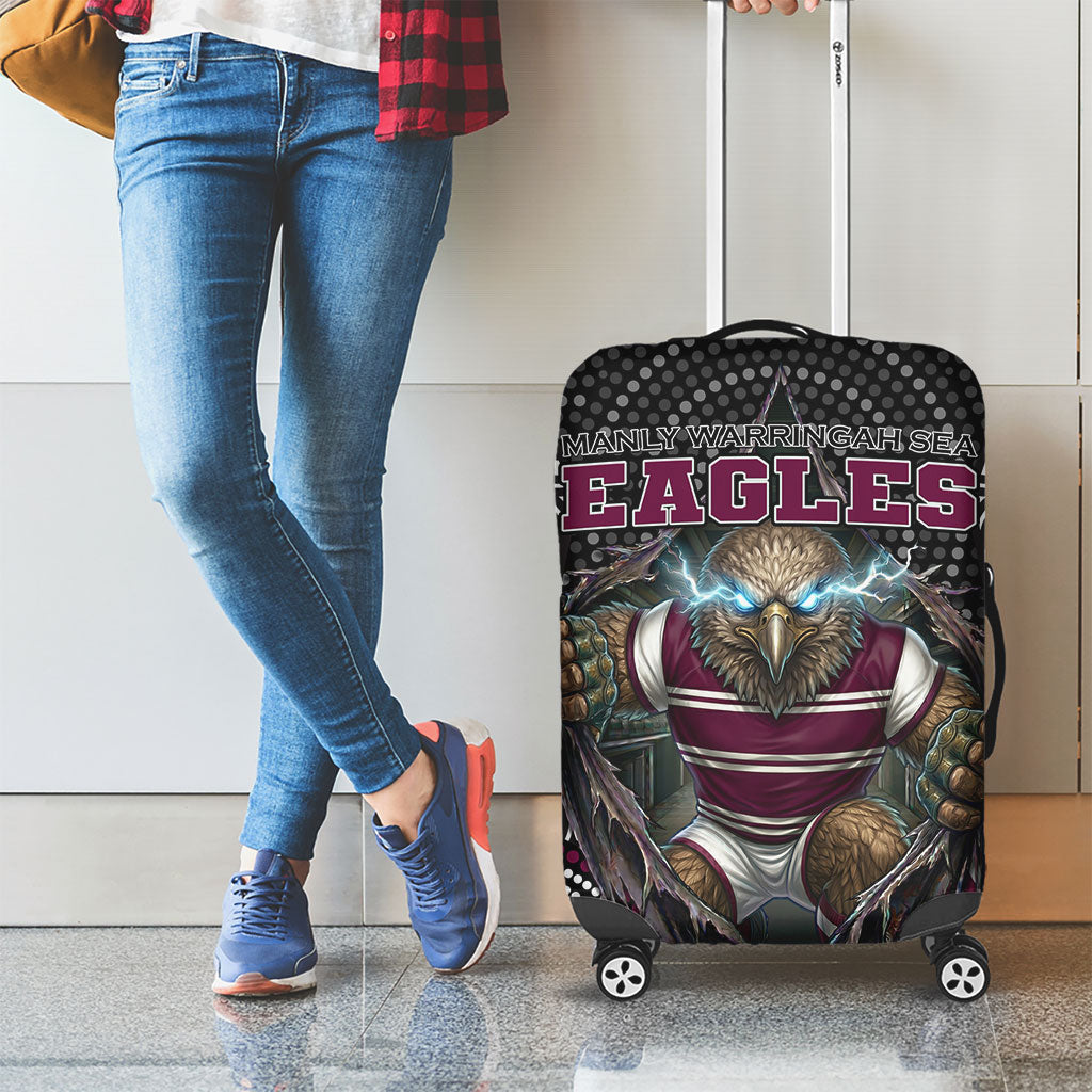 Manly Warringah Sea Eagles Luggage Cover The Scream of Lightning Eyes - Indigenous Dot Ripping Effect