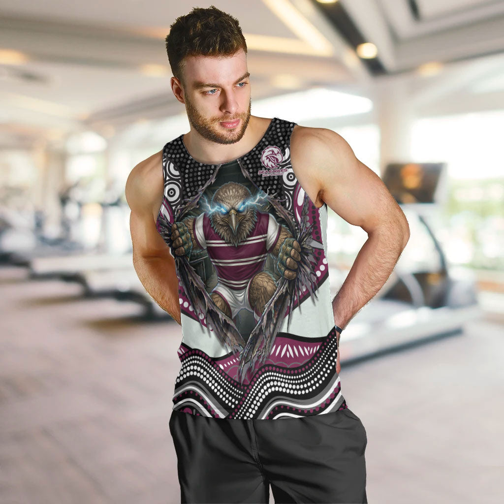 Manly Warringah Sea Eagles Men Tank Top The Scream of Lightning Eyes - Indigenous Dot Ripping Effect