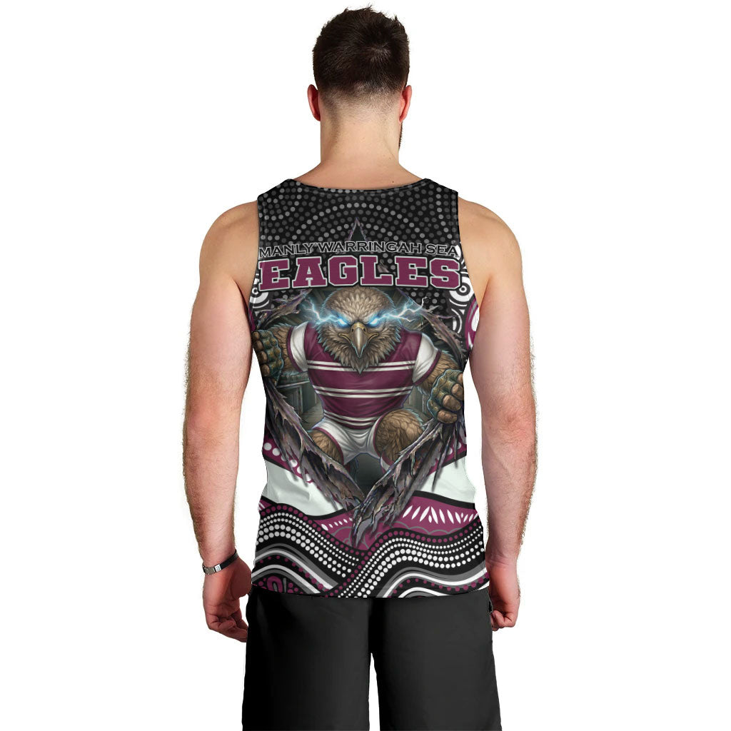 Manly Warringah Sea Eagles Men Tank Top The Scream of Lightning Eyes - Indigenous Dot Ripping Effect